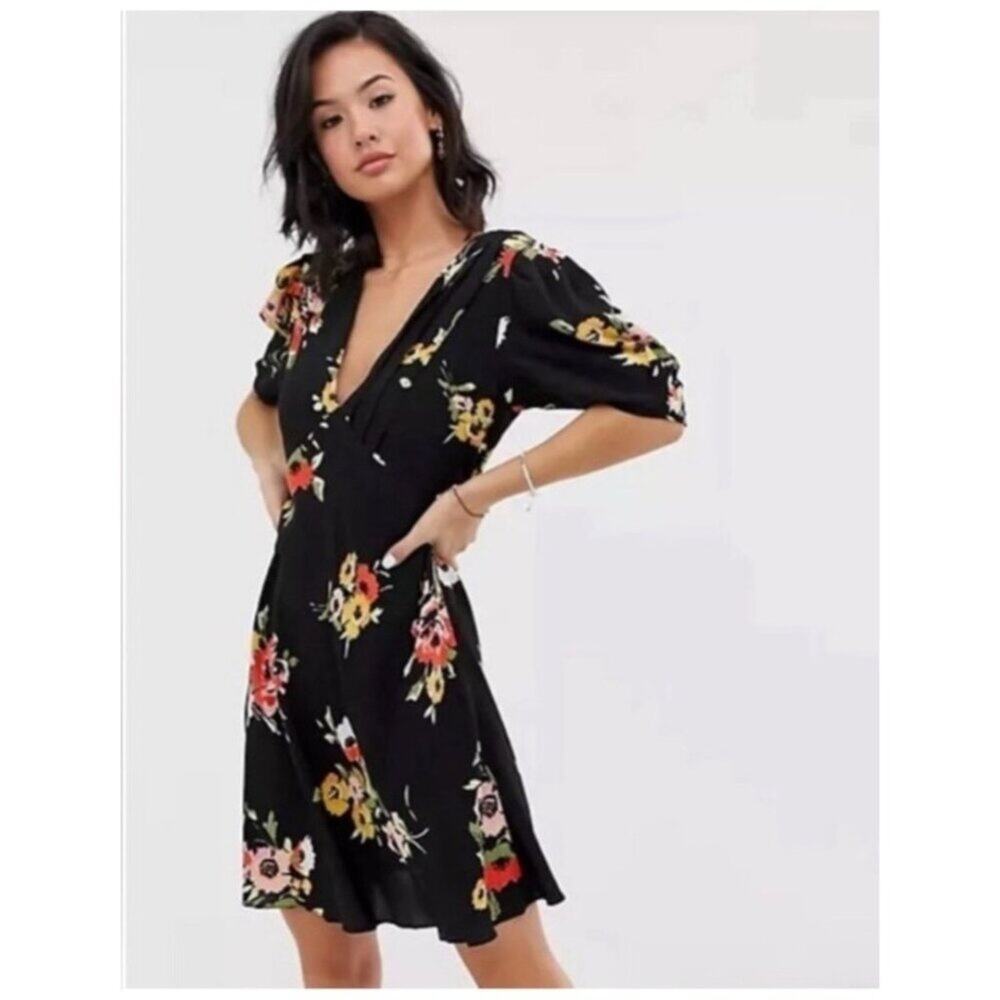 Free‎ People Neon Garden Floral Mini Dress US 2